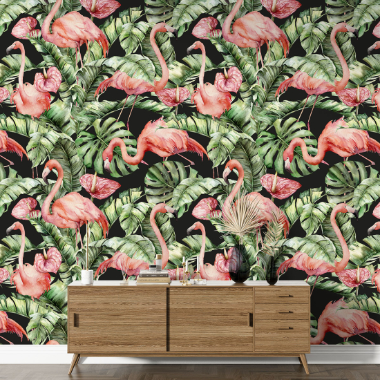 Papel pintado con motivos XL - Flamencos Rosados