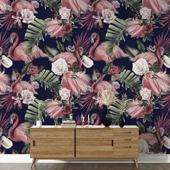 Papel pintado con motivos XL - Flamencos Rosados