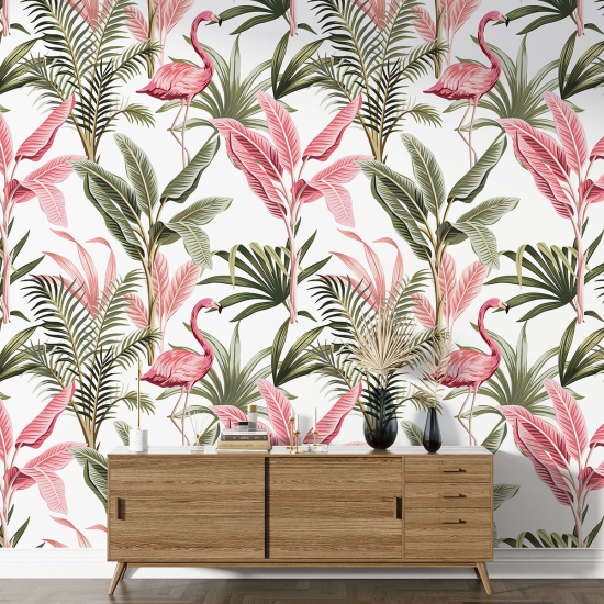 Papel pintado con motivos XL - Flamencos Rosados