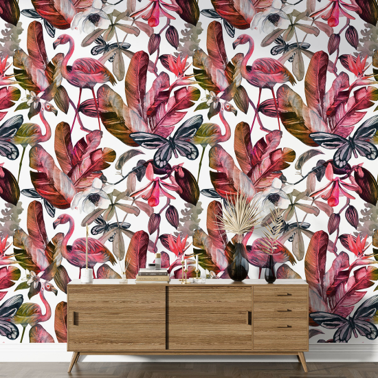 Papel pintado con motivos XL - Flamencos rosas