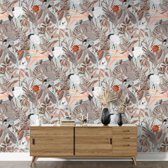 Papel pintado con motivos XL - Flores Pájaros