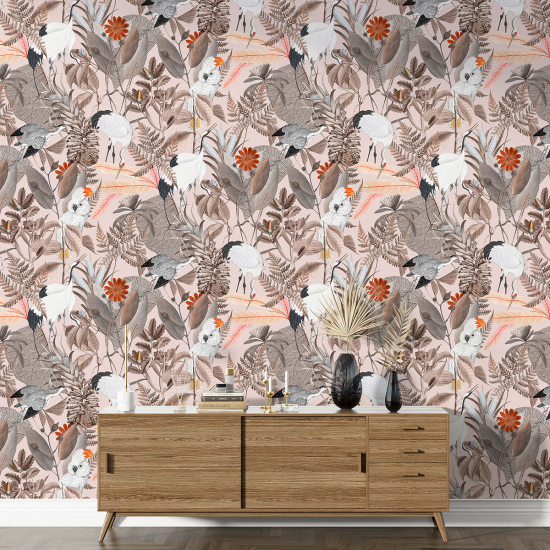 Papel pintado con motivos XL - Flores Pájaros