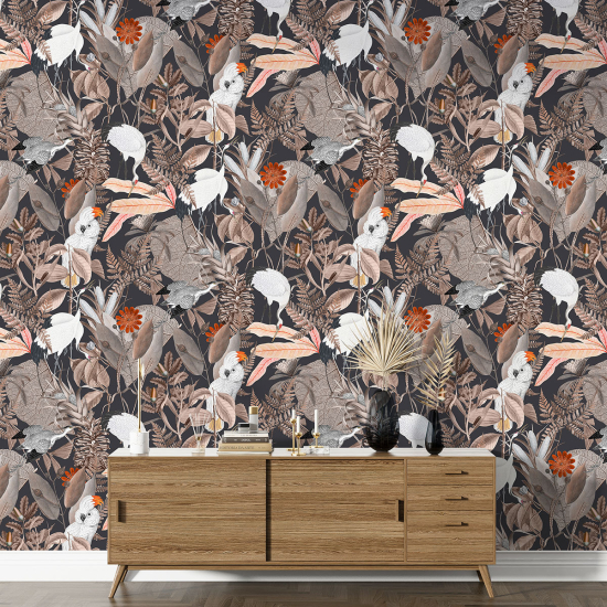 Papel pintado con motivos XL - Flores Pájaros