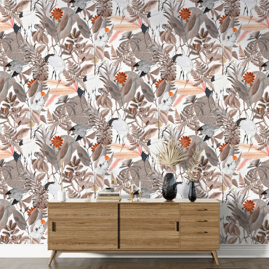 Papel pintado con motivos XL - Flores Pájaros