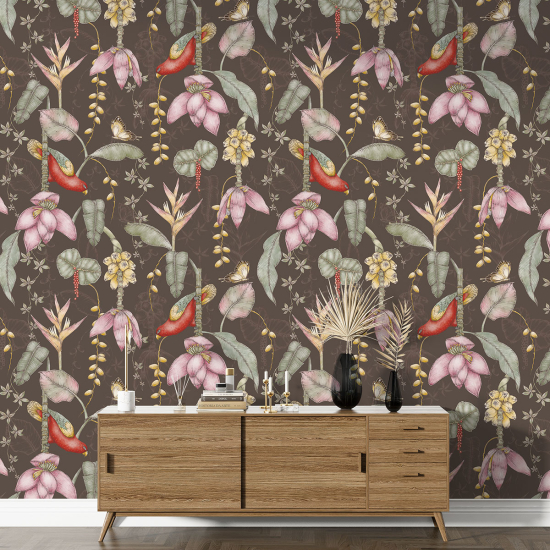 Papel pintado con motivos XL - Flores Pájaros