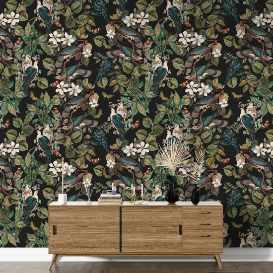 Papel pintado con motivos XL - Flores Pájaros