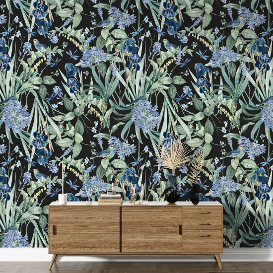 Papel pintado con motivos XL - Flores Pájaros