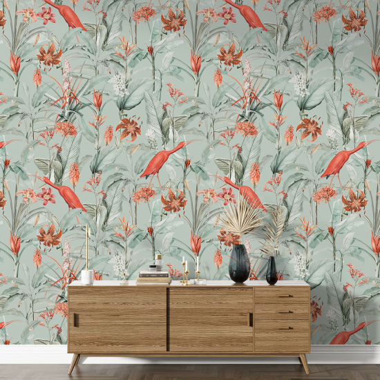 Papel pintado con motivos XL - Flores Pájaros