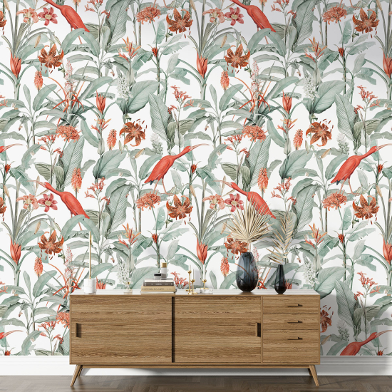 Papel pintado con motivos XL - Flores Pájaros