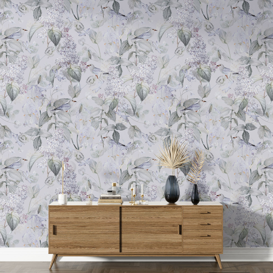 Papel pintado con motivos XL - Flores Pájaros