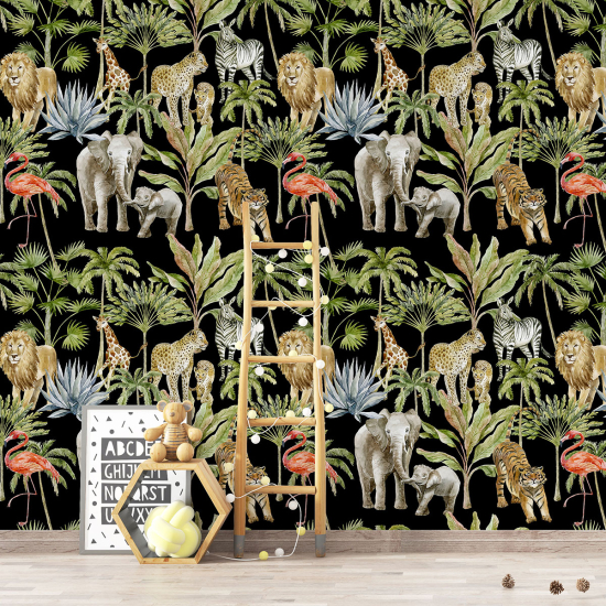 Papel pintado con motivos XL para niños - infantil - Animales de la Selva