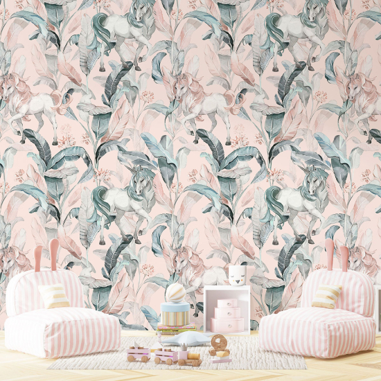 Papel pintado con motivos XL para niños - infantil - Unicornios
