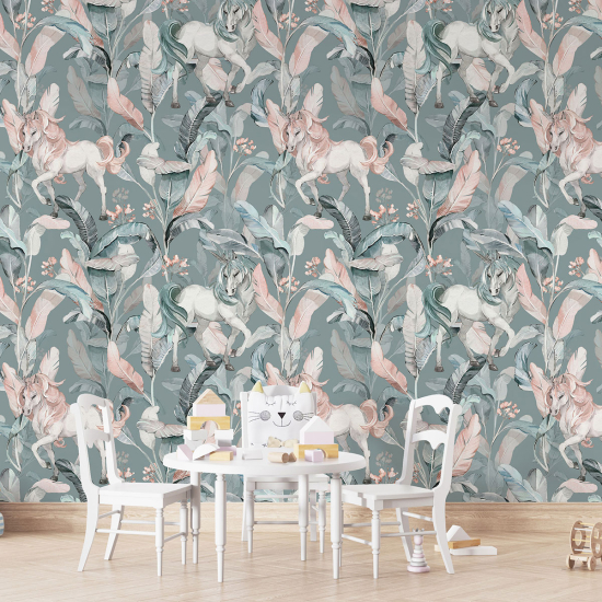 Papel pintado con motivos XL para niños - infantil - Unicornios