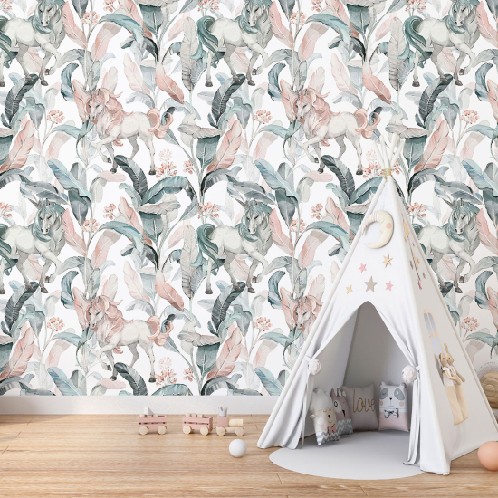 Papel pintado con motivos XL para niños - infantil - Unicornios