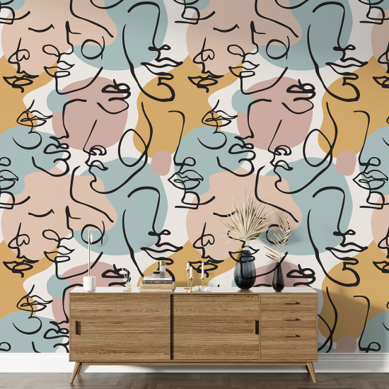 Papel pintado con motivos XL - Rostros Abstractos
