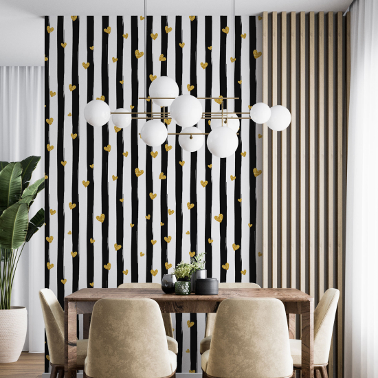 Papel pintado - Corazones Rayas