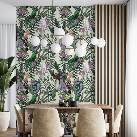 Papel pintado - Flores Pájaros