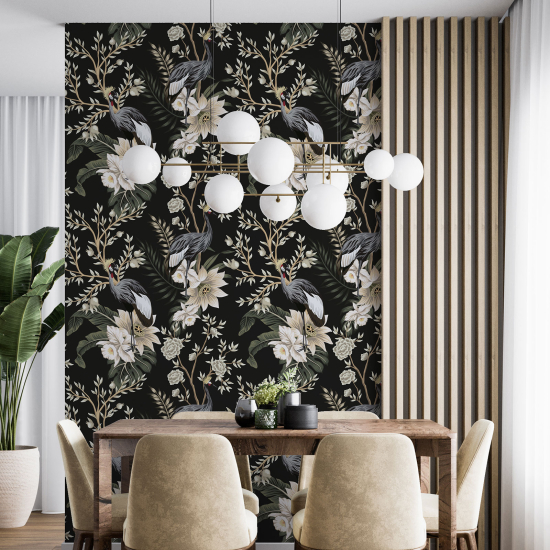 Papel pintado - Flores Pájaros