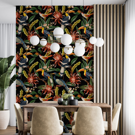 Papel pintado - Flores Pájaros