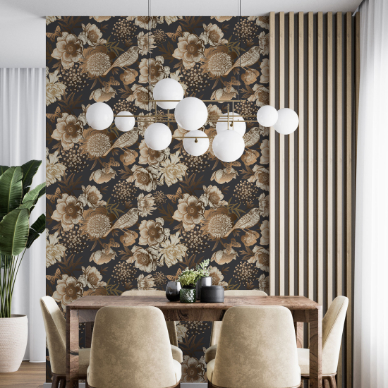 Papel pintado - Flores Pájaros