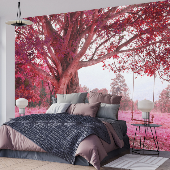 Papel pintado panorámico - Árbol hojas rojas