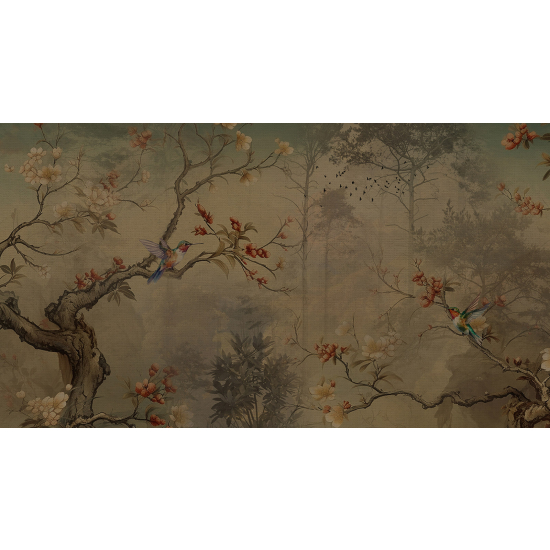 Papel pintado panorámico - Árboles pájaro