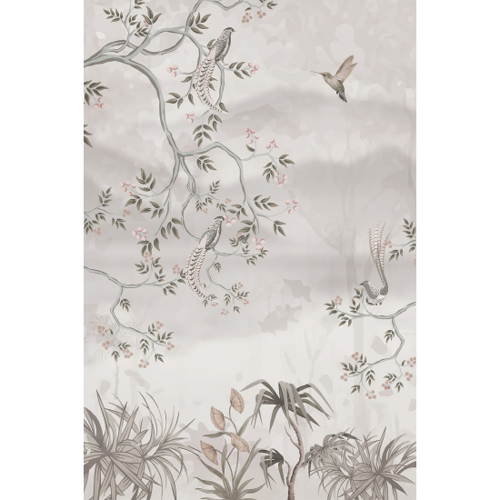 Papel pintado panorámico - Árboles pájaros