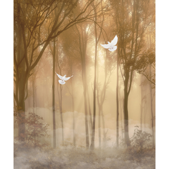 Papel pintado panorámico - Bosque Aves