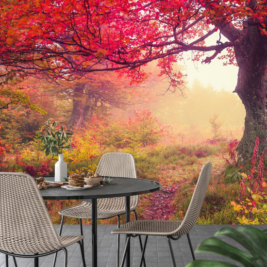 Papel pintado panorámico - Bosque rosa