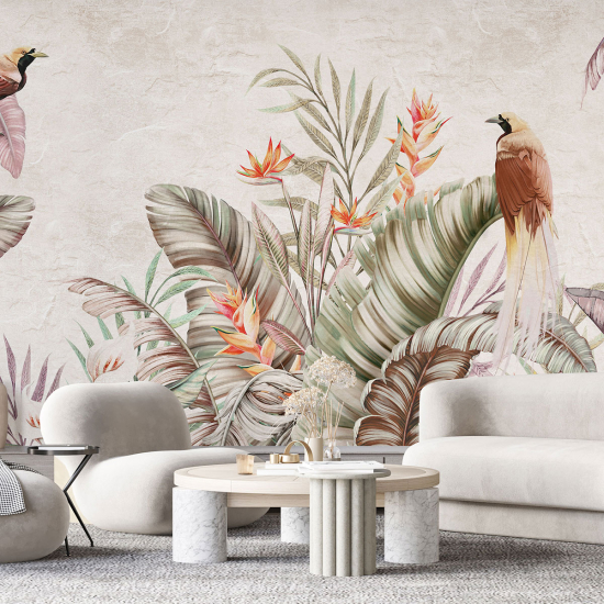Papel pintado panorámico - Bosque tropical Aves