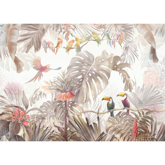 Papel pintado panorámico - Bosque tropical Aves