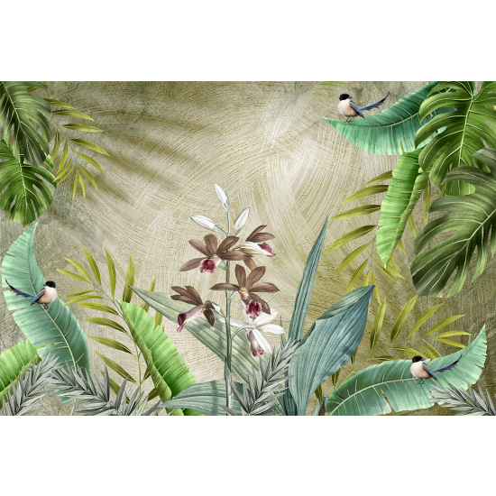 Papel pintado panorámico - Bosque Tropical Aves