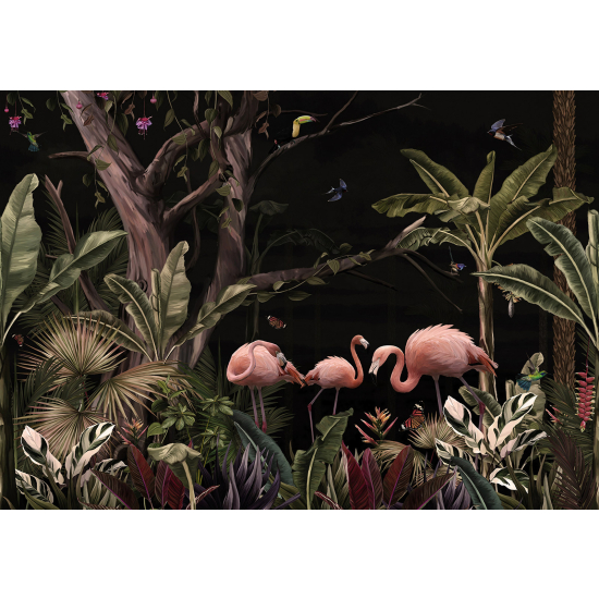 Papel pintado panorámico - Bosque Tropical Aves