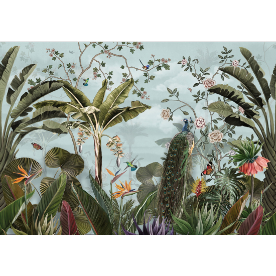 Papel pintado panorámico - Bosque Tropical Aves