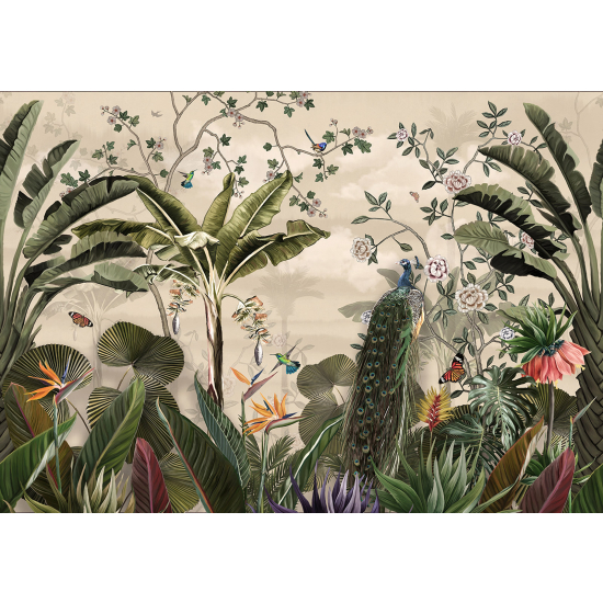 Papel pintado panorámico - Bosque Tropical Aves