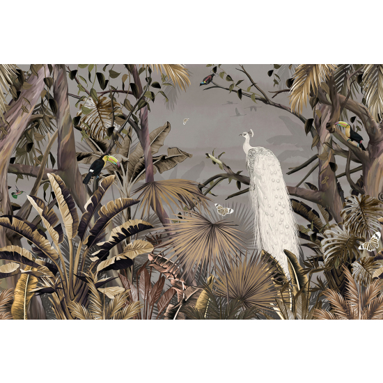 Papel pintado panorámico - Bosque Tropical Aves