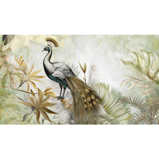Papel pintado panorámico - Bosque Tropical Pavo Real