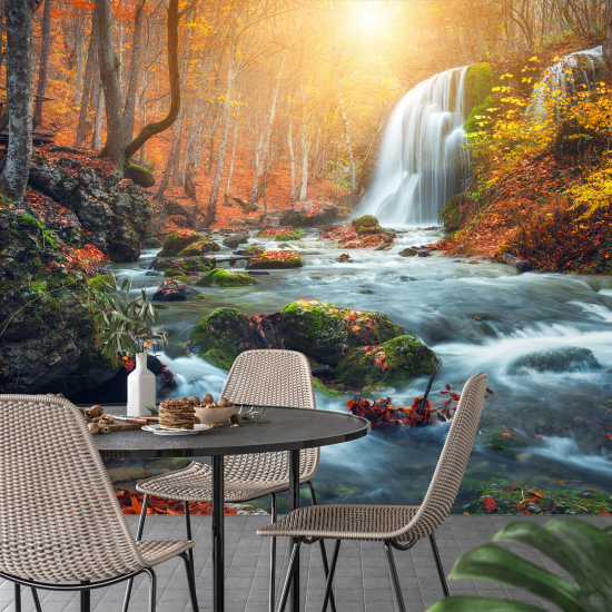 Papel pintado panorámico - Cascadas Bosque