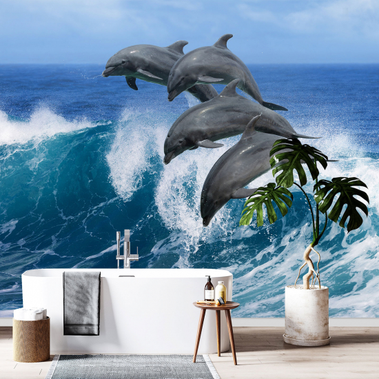 Papel pintado panorámico - Delfines