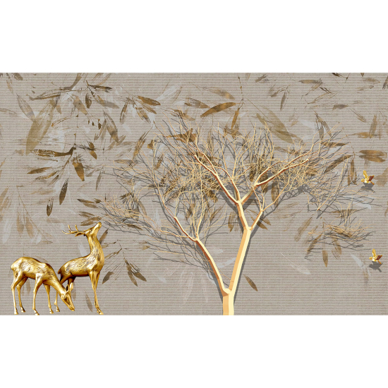 Papel pintado panorámico - Diseño de ciervos 3D