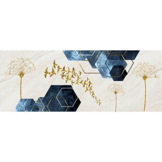 Papel pintado panorámico - Diseño de Flores y Pájaros