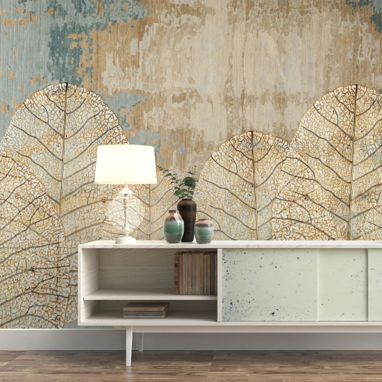 Papel pintado panorámico - Diseño de hojas tropicales