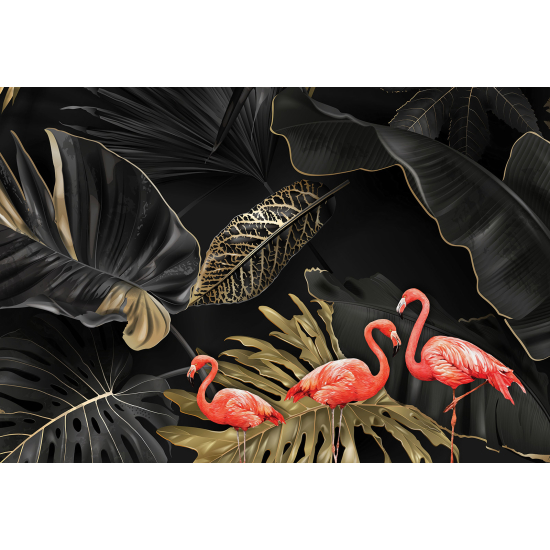 Papel pintado panorámico - Flamencos Rosados