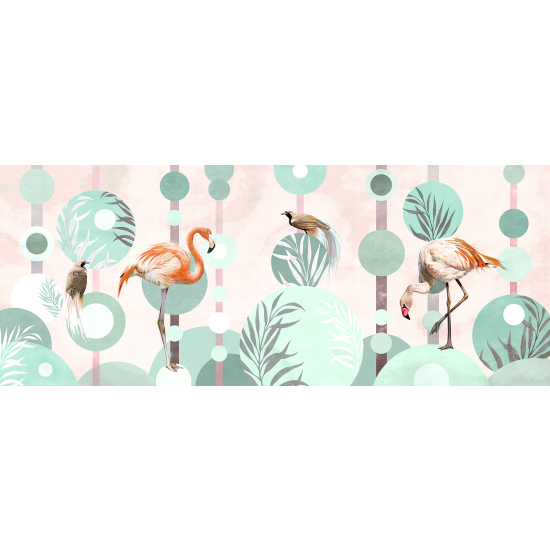Papel pintado panorámico - Flamencos Rosados