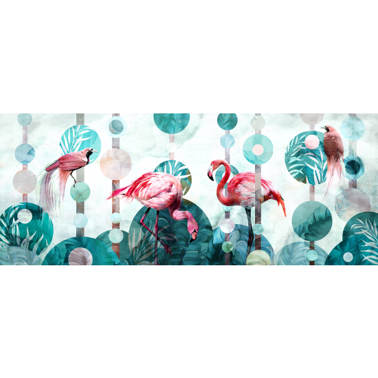 Papel pintado panorámico - Flamencos Rosados