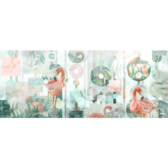 Papel pintado panorámico - Flamencos Rosados