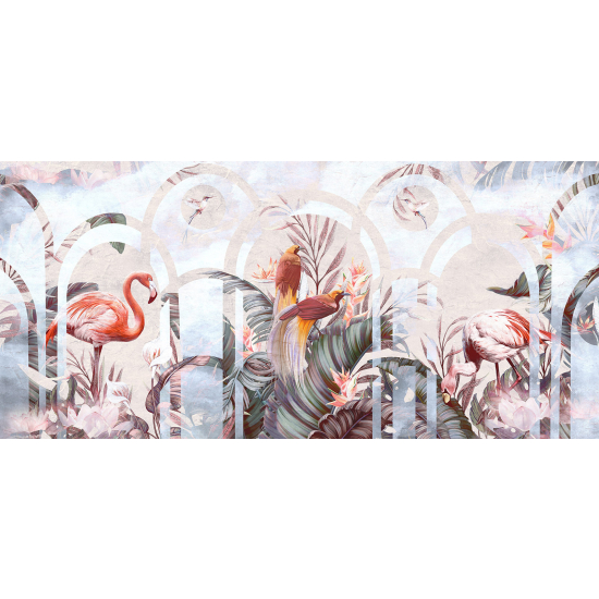 Papel pintado panorámico - Flamencos Rosados