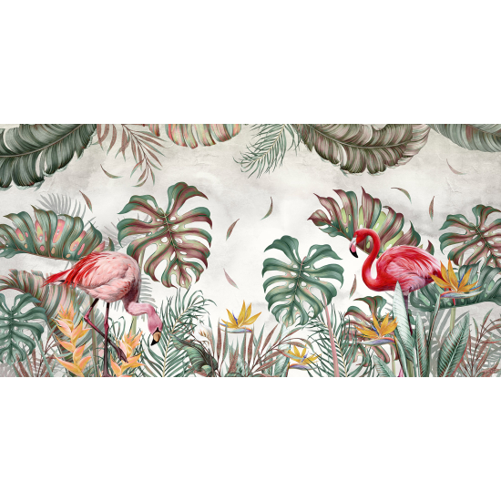 Papel pintado panorámico - Flamencos Rosados