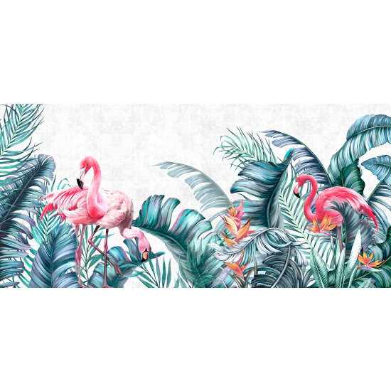Papel pintado panorámico - Flamencos Rosados