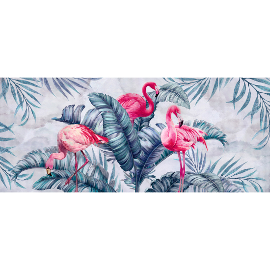 Papel pintado panorámico - Flamencos Rosados